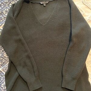 Athleta Olive Green Ribbed V-Neck Sweater
